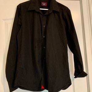 Black untuckit long sleeve shirt
